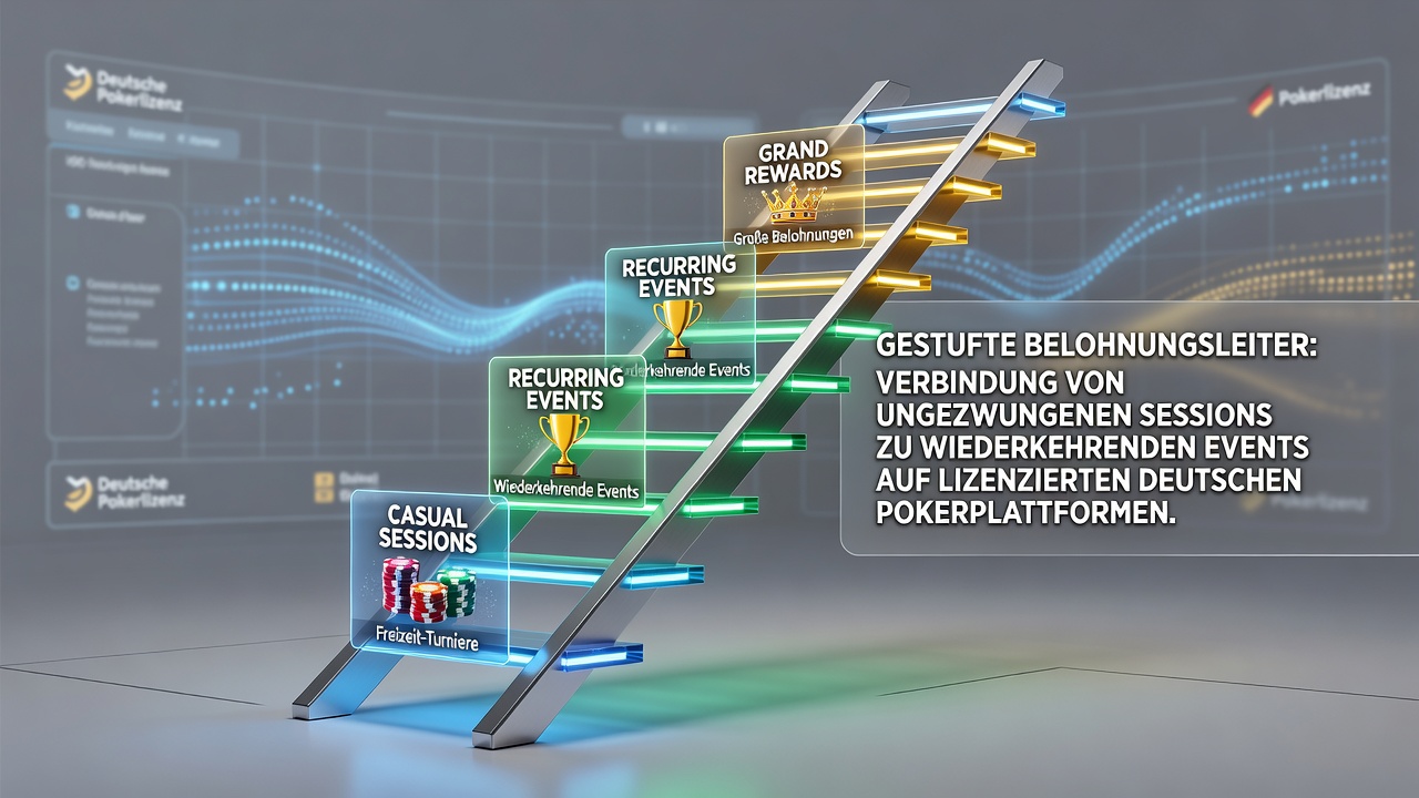 Illustration der Belohnungsstufen und Eventverknüpfungen auf Pokerplattformen