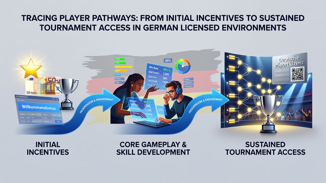 Illustration der Spielerpfade von Anreizen zu Turnieren in deutschen lizenzierten Umgebungen